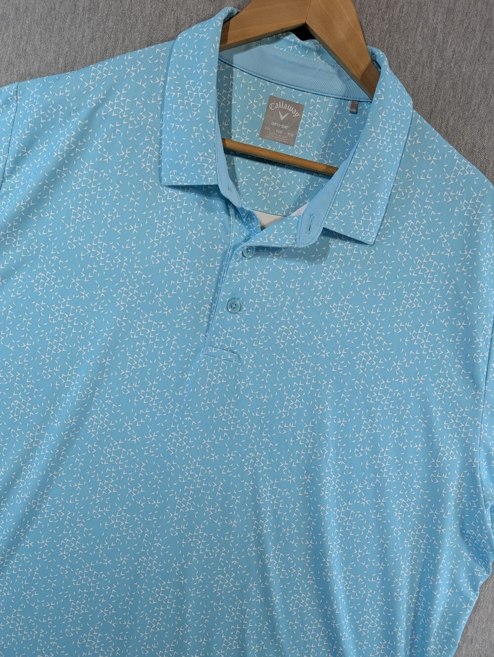 Callaway Golf Polo Shirt Men's XXL Blue White Geometric Print Opti-Dri